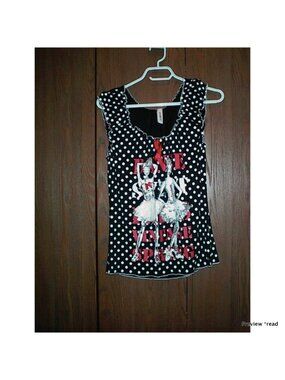 Polka Dot Graphic Tank Top with Red Bow